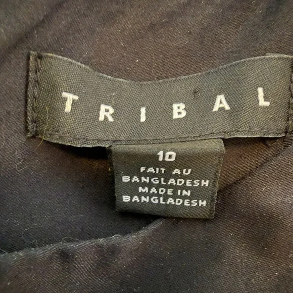 Cute Tribal Black Midi Dress with Beige and Gray Circle Print - Picture 3 of 5